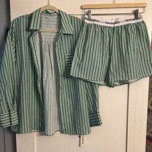 Commence Striped Button-Down Shirt & Shorts Set